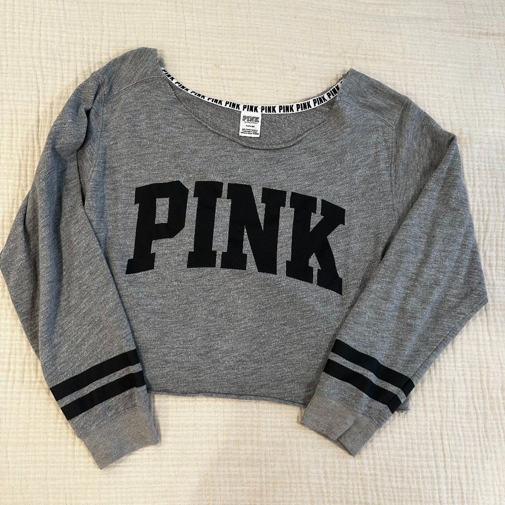 PINK Cropped Off the Shoulder Sweater